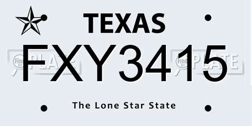 FXY3415 Texas License Plate