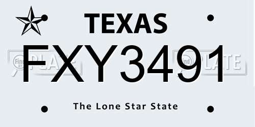 FXY3491 Texas License Plate