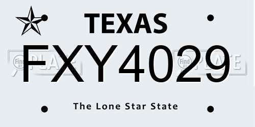 FXY4029 Texas License Plate