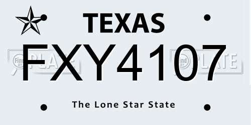FXY4107 Texas License Plate