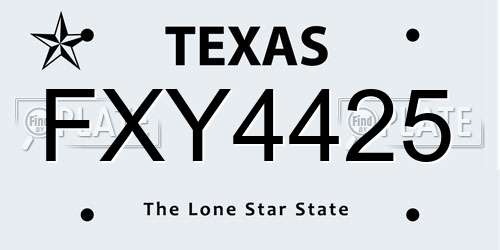 FXY4425 Texas License Plate