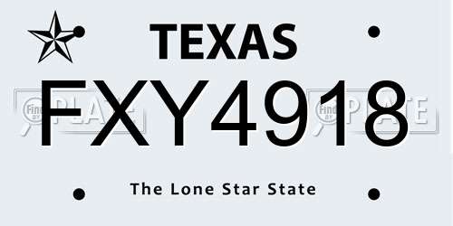 FXY4918 Texas License Plate