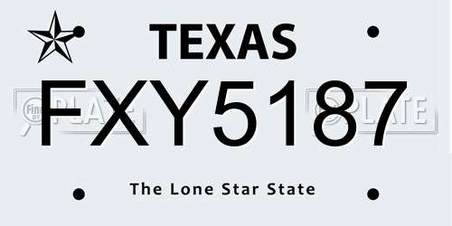 FXY5187 Texas License Plate