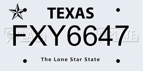 FXY6647 Texas License Plate