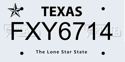 FXY6714 Texas License Plate