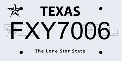 FXY7006 Texas License Plate