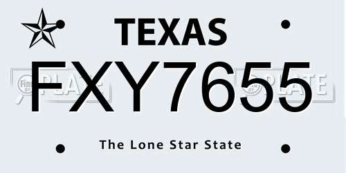 FXY7655 Texas License Plate