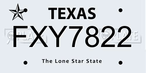 FXY7822 Texas License Plate