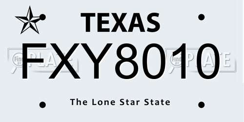 FXY8010 Texas License Plate