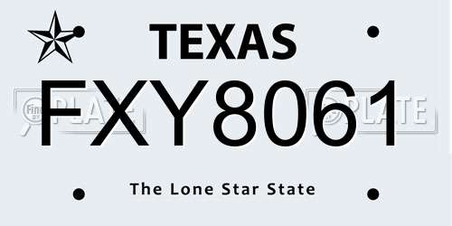 FXY8061 Texas License Plate
