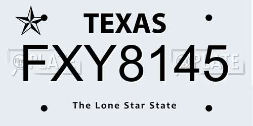 FXY8145 Texas License Plate