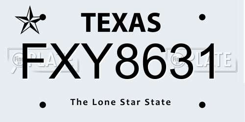 FXY8631 Texas License Plate