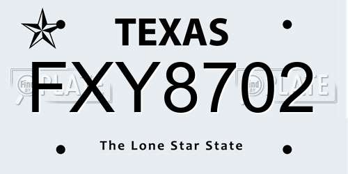 FXY8702 Texas License Plate