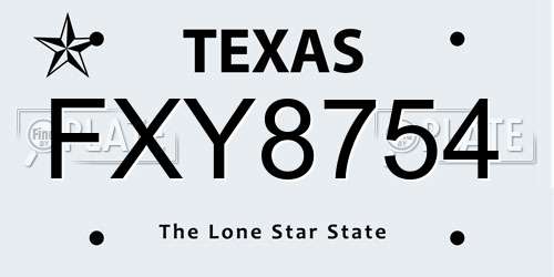 FXY8754 Texas License Plate
