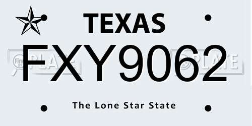 FXY9062 Texas License Plate