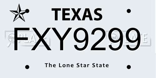 FXY9299 Texas License Plate
