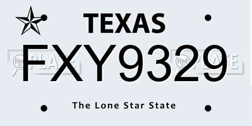 FXY9329 Texas License Plate