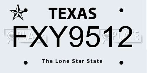 FXY9512 Texas License Plate