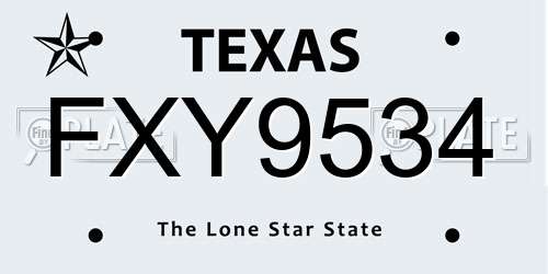 FXY9534 Texas License Plate