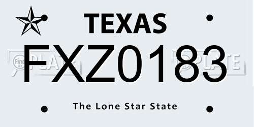 FXZ0183 Texas License Plate