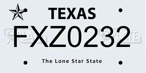 FXZ0232 Texas License Plate