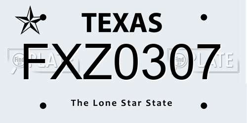 FXZ0307 Texas License Plate
