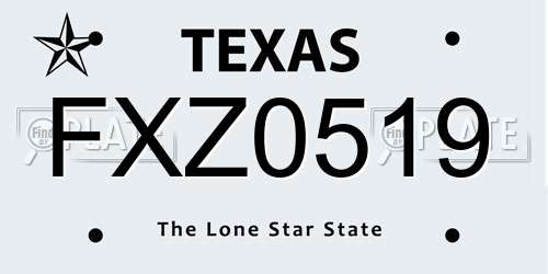 FXZ0519 Texas License Plate
