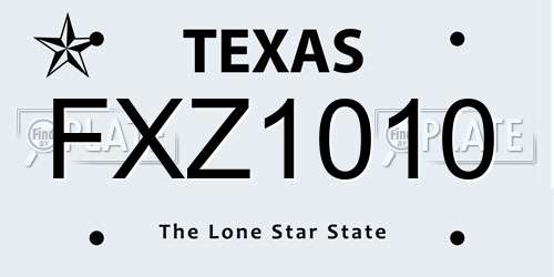 FXZ1010 Texas License Plate