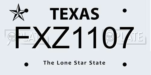 FXZ1107 Texas License Plate