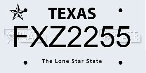 FXZ2255 Texas License Plate