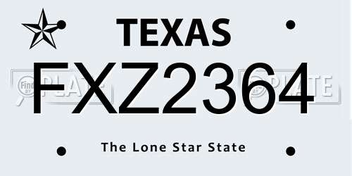 FXZ2364 Texas License Plate