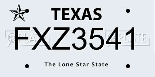 FXZ3541 Texas License Plate