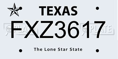 FXZ3617 Texas License Plate