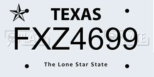 FXZ4699 Texas License Plate