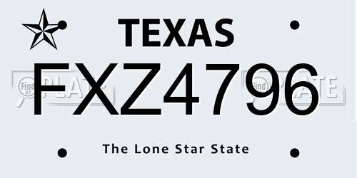 FXZ4796 Texas License Plate