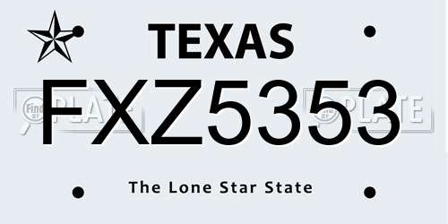 FXZ5353 Texas License Plate