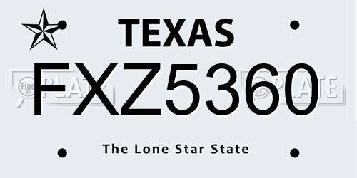 FXZ5360 Texas License Plate
