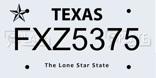FXZ5375 Texas License Plate
