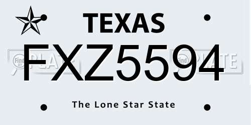 FXZ5594 Texas License Plate