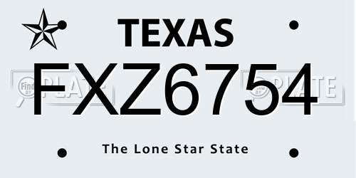 FXZ6754 Texas License Plate