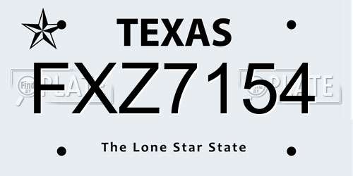 FXZ7154 Texas License Plate