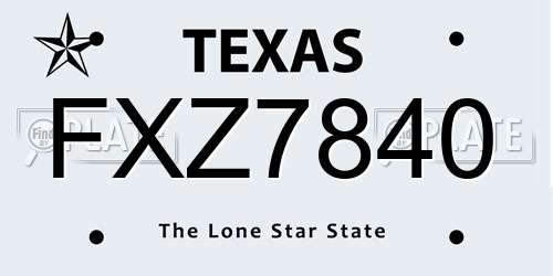 FXZ7840 Texas License Plate