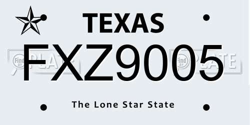 FXZ9005 Texas License Plate