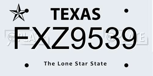 FXZ9539 Texas License Plate