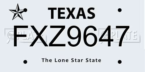 FXZ9647 Texas License Plate