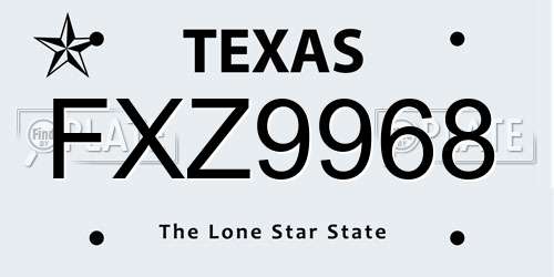 FXZ9968 Texas License Plate