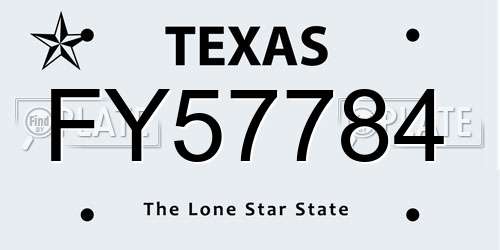FY57784 Texas License Plate