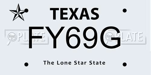 FY69G Texas License Plate