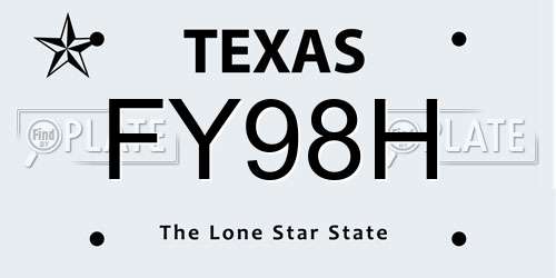FY98H Texas License Plate