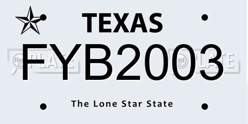 FYB2003 Texas License Plate